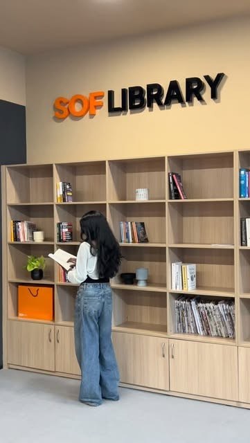 A student in the SOF library